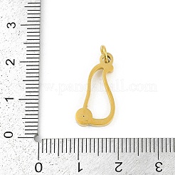 304ステンレスペンダント  キュービックジルコニア付き  丸カン付き文字チャーム  18KGP本金メッキ  文字I  19x10x2.2mm  穴：3mm&nbsp;STAS-R137-01G-I