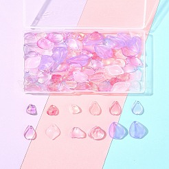 100個 10スタイル 透明スプレー塗装ガラスペンダント  花弁  ミックスカラー  12~21x8~14x2~5.5mm  穴：1~1.2mm  10個/スタイル&nbsp;GLAA-FS0002-16