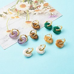 Handmade Natural & Synthetic Gemstone Dangle Hoop Earrings&nbsp;EJEW-JE04577