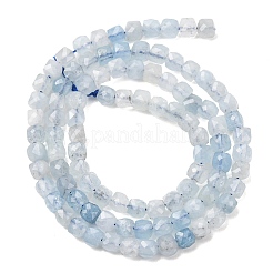 天然石アクアマリンビーズ連売り  多面カット  キューブ  4~5x4~5x4~5mm  穴：0.7mm  約98個/連  15.35インチ（39cm）&nbsp;G-L587-C02-01