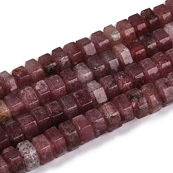 天然石ストロベリークォーツビーズ連売り  多面カット  六角  6.5~7x3~3.5mm  穴：0.8~1mm  約109~113個/連  14.76~15.16インチ（37.5~38.5cm）&nbsp;G-N357-14A-11