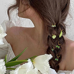 24 個 6 スタイルのプラスチック & ガラスドレッドヘアビーズ  編組髪のペンダントの装飾クリップ  鉄丸カン付き  リーフ/ディスク/ラウンド  ゴールドカラー  22~44mm  4個/スタイル&nbsp;PALLOY-AB00069