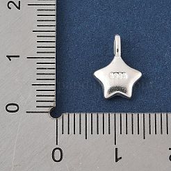 スターリングシルバーの笑顔のスターチャーム925個  スタンプ925個付き  銀  11.5x8.5x3mm  穴：2.5x1mm&nbsp;STER-R013-05S