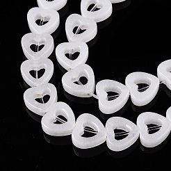 天然石ホワイトジェイドビーズ連売り  中空の心  10x10x3~4mm  穴：1mm  約20個/連  7.48インチ（19cm）&nbsp;G-N342-96