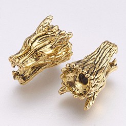 チベット風合金ビーズ  竜の頭  ミックスカラー  9x15x10mm  穴：2mm&nbsp;PALLOY-K234-04