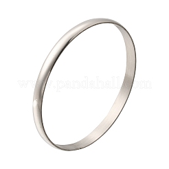 女性用304ステンレススチールプレーンバングル  ステンレス鋼色  1/4インチ（0.6cm）  内径：2-1/2インチ（6.5cm）&nbsp;BJEW-V004-02B-P