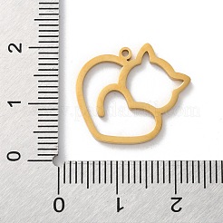 304ステンレスペンダント  レーザー切断  猫のチャーム  18KGP本金メッキ  19x17.5x1.5mm  穴：1.2mm&nbsp;STAS-S149-01G