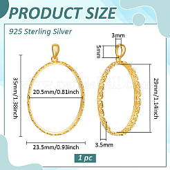 1Pc 925 Sterling Silver Pendant Cabochon Settings&nbsp;STER-BC0003-66G
