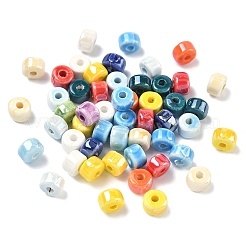 手作り磁器ビーズ50個  光沢釉の磁器  コラム  ミックスカラー  6.5x4.5mm  穴：1.6mm&nbsp;PORC-YW0001-77