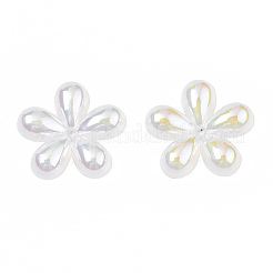 5枚の花びらの電気メッキアクリルビーズキャップ  花  ホワイトスモーク  19x20x4mm  穴：1.5mm&nbsp;PACR-T014-02