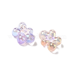 UVメッキ透明アクリルビーズ  虹色の  花  ミックスカラー  15x17.5x7mm  穴：2mm&nbsp;OACR-H053-06
