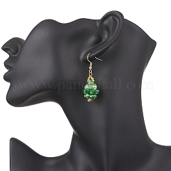 304 Stainless Steel Glass Seed Beads Christmas Tree Dangle Earrings&nbsp;EJEW-MZ00581-02