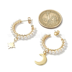 Star and Moon Asymmetrical Earrings&nbsp;EJEW-TA00307
