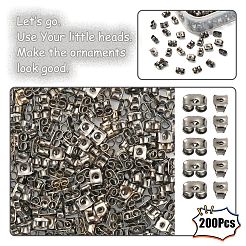 200個の鉄製イヤーナット  ポスト イヤリングのバタフライ イヤリング バック  ガンメタ色  5x3.5mm  穴：1.2mm&nbsp;IFIN-YW0001-01B