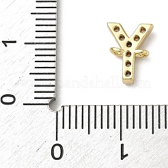 Brass Micro Pave Clear Cubic Zirconia Letter Links Connector Charms&nbsp;KK-I382-07G-Y