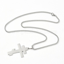 Russian Orthodox Cross 201 Stainless Steel Pendant Box Chain Necklaces&nbsp;NJEW-C104-01A-P
