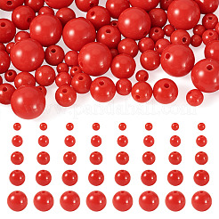 100 個 5 スタイル不透明なアクリル ビーズ  ラウンド  レッド  6~16x5~15mm  穴：1.8~2.8mm  20個/スタイル&nbsp;MACR-TADJ0001-12A