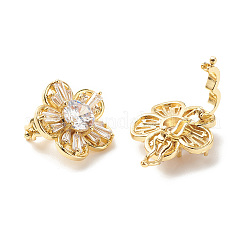 Brass Clear Cubic Zirconia Twister Clasps&nbsp;LS-KK-G420-35G