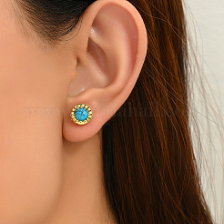 Stainless Steel Flat Round Stud Earrings&nbsp;DQ9727