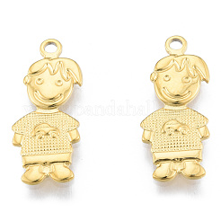 イオンプレーティング（IP）304ステンレスペンダント  男の子  18KGP本金メッキ  21.5x9x1.5mm  穴：1.6mm&nbsp;STAS-N098-180LG