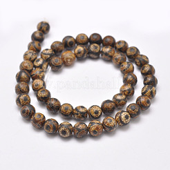 Tibetan Style 3-Eye dZi Beads Strands&nbsp;G-P229-A-03-8mm