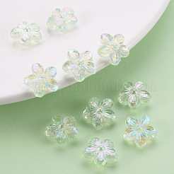透明なアクリルビーズ  ABカラー  花  黄緑  14.5x15.5x7mm  穴：1.8mm  約657個/500g&nbsp;TACR-S154-45C-327