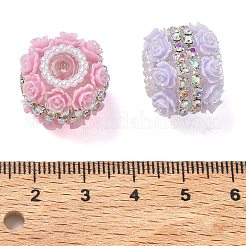 アクリル、樹脂、ラインストーン、鉄ビーズ  バラの花の丸い  ABSの模造パールと  ミックスカラー  18.5x16mm  穴：2.3mm&nbsp;AC-CBA30D1-03