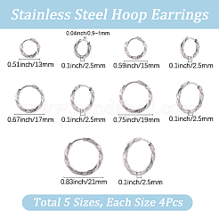 20Pcs 5 Styles 316 Surgical Stainless Steel Twist Hoop Earrings&nbsp;EJEW-SC0001-83
