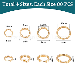 320Pcs 4 Styles 304 Stainless Steel Split Rings&nbsp;STAS-UN0060-30