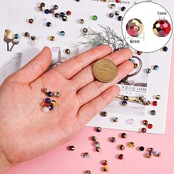 1710~1770個15色電気メッキガラスビーズ  ファセットロンデル  ミックスカラー  6x5mm  穴：1mm  114~118個/カラー&nbsp;EGLA-SZ0001-03