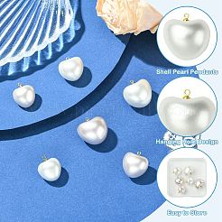 6Pcs 6 Styles Shell Pearl Pendants&nbsp;KK-CJ0003-73