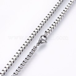変色しない304ステンレススチールベネチアンチェーンネックレス  カニカン付き  ステンレス鋼色  19.7インチ（50cm）  2.5mm&nbsp;NJEW-F226-05P-07