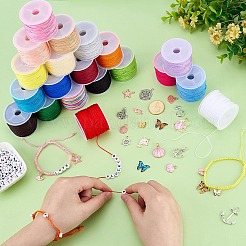 DIYブレスレットキット  ポリエステルコードを含む  合金エナメルチャーム  アクリルビーズ  混合図形  ミックスカラー  1mm  約32.81ヤード（30m）/セット&nbsp;OCOR-PH0035-05
