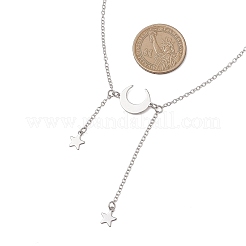 201 Stainless Steel Moon and Star Pendant Brass Cable Chain Necklaces&nbsp;NJEW-JN05787