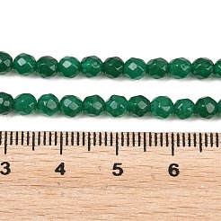 天然石マレーシアジェイドビーズ連売り  染め  多面カット  ラウンド  濃い緑  4mm  穴：0.5mm  約92個/連  14.9インチ&nbsp;G-K288-4mm-11A