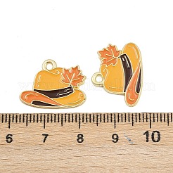 感謝祭のテーマの合金エナメルペンダント  カドミウムフリー＆鉛フリー  ライトゴールド  帽子  14.5x19x1mm  穴：1.6mm&nbsp;LS-FIND-I065-04F-G
