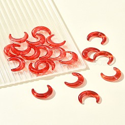 グラデーションカラーの手作りランプワークビーズ20個  ムーン  レッド  16.5x13x5.5mm  穴：1mm  20個/セット&nbsp;LAMP-FS0001-18G