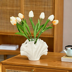 磁器の花瓶の装飾品  イチョウの葉の形  ホワイト  185x77.5x135mm&nbsp;DJEW-WH0015-200