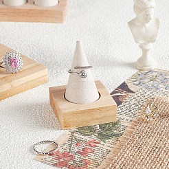 1 Cone Wooden Ring Organizer Holder&nbsp;RDIS-WH0031-02A-01
