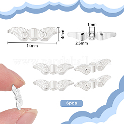 6 個 925 スターリングシルバービーズ  ウイング  銀  4x14x2.5mm  穴：1mm&nbsp;FIND-PH0021-81