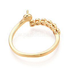 Brass Micro Pave Cubic Zirconia Cup Peg Ring Settings&nbsp;KK-N274-14G