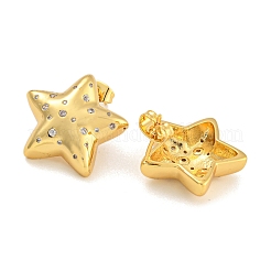 Brass Micro Pave Clear Cubic Zirconia Stud Earrings&nbsp;LS-EJEW-L295-002C-G