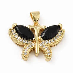 Brass Micro Pave Cubic Zirconia Pendants&nbsp;KK-B059-34G