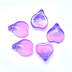 クリアガラスチャーム  花弁の形  ツートン  ミディアム蘭  15x12x4.5mm  穴：1mm&nbsp;GLAA-H016-02B-16