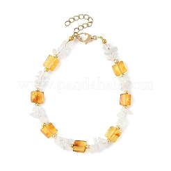 Natural Amber & Quartz Crystal Beaded Bracelets for Women&nbsp;BJEW-JB14197