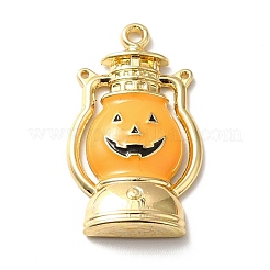 合金エナメルチャーム  ハロウィンのカボチャのハロウィンのカボチャのちょうちん  ゴールドカラー  30x16.5x4mm  穴：1.5mm&nbsp;ENAM-P244-04G
