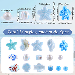 56Pcs 14 Styles Glazed Porcelain Beads&nbsp;PORC-SC0001-34