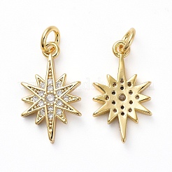 Brass Micro Pave Clear Cubic Zirconia Pendants&nbsp;KK-I658-29G