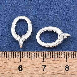 真鍮スプリングゲートリング  オーバル  長持ちメッキ  ラックめっき  銀  15.5x9.5x5mm  穴：1.6mm&nbsp;KK-CBAA482-02S