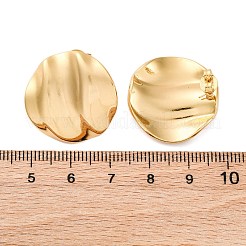 女性用304ステンレススチールスタッドピアス  イオンプレーティング（ip）  フラットラウンド  18KGP本金メッキ  24x23mm&nbsp;EJEW-L296-015G